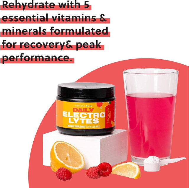 Perfect Keto Electrolytes Hydration Powder | Supports Hydration, Recovery & Healthy Immune System | Sugar Free, Low Carbs, Calories or Fillers | Keto-Friendly & Non-Gmo (Pink Lemonade)