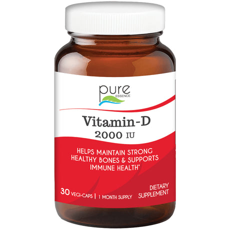 Vitamin D 2000 IU by Pure Essence -Vitamin D from 100% Pure Cholecalciferol - 30 Capsules