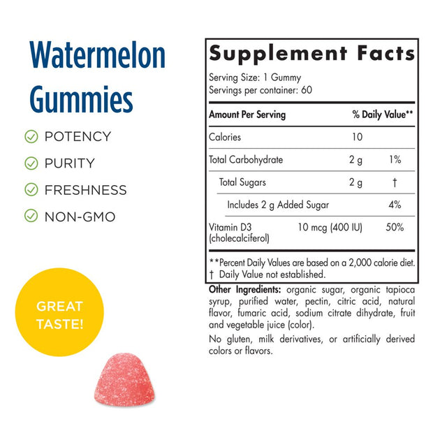 Nordic Naturals Vitamin D3 Gummies Kids, 400 IU, Healthy Immunity, 60 Ct