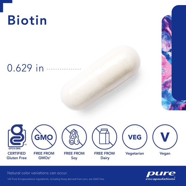 Pure Encapsulations Biotin 8 Mg | B Vitamin Supplement for Stress Relief, Hair, Skin, and Nail Strengthening, Metabolism, Carbohydrate Support, and Nervous System* | 120 Capsules