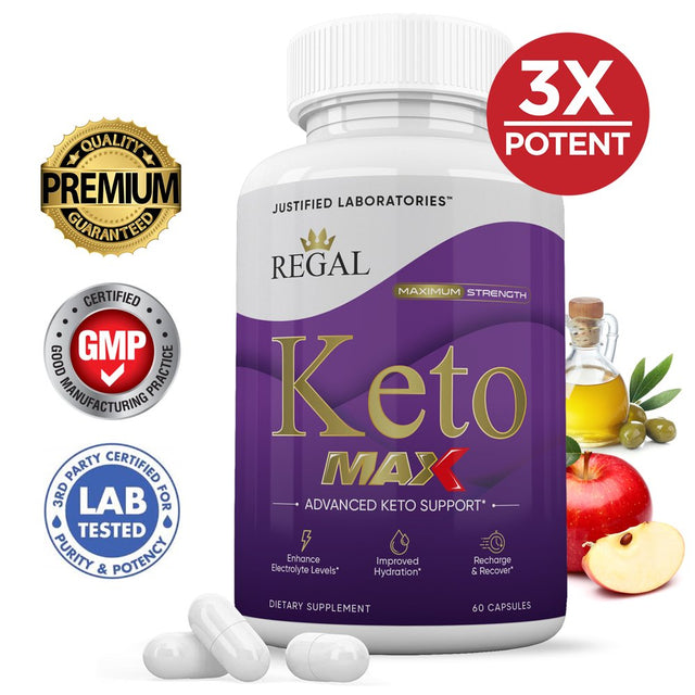 Regal Keto Max 1200MG Pills Includes Apple Cider Vinegar Gobhb Appetite Control 60 Capsules