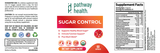 Pathway Health Sugar Control & Immune Health Ultra Dietary Supplement 60 Veg Capsules