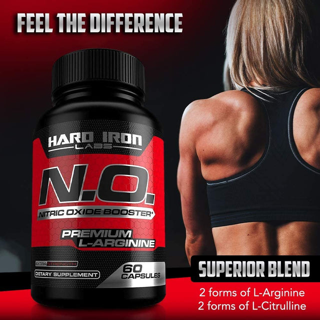 N.O. Nitric Oxide Booster with L-Arginine, L-Citrulline, Beta Alanine, AAKG - Non-Gmo, Gluten-Free, Vegan - Pre-Workout Supplement for Muscle Growth, Stamina, Energy, Pumps, Vascularity - 120 Capsules