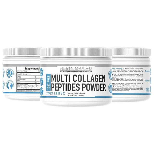 Planet Source 100% Pure Multi-Collagen Peptides Powder 10 Oz.