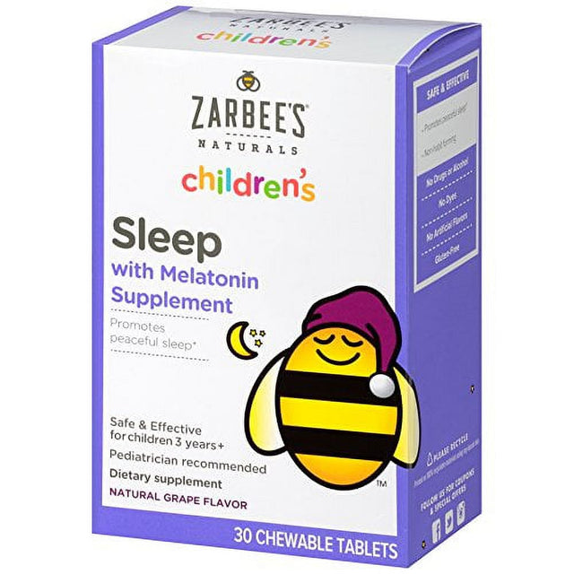 2 Pack Zarbee'S Children'S Sleep Melatonin Grape Flavor 30 Chewable Tablets Each