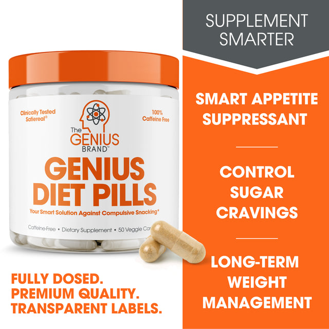 Diet Pill Appetite Suppressant for Weight Loss Fat Burner Thermogenic Supplement, Genius Diet Pills by the Genius Brand