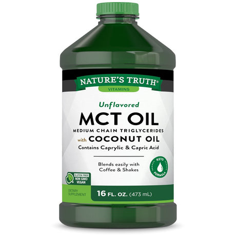 Natures Truth 100% Pure MCT Oil | 16 Oz | Keto, Unflavored | Blends with Coffee, Tea, and Juice Drinks | Vegan, Non-Gmo, Gluten Free