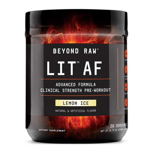 Beyond Raw, LIT AF, Clinical Strength Pre-Workout, Lemon Ice, 15.75 Oz (446.4 G), GNC