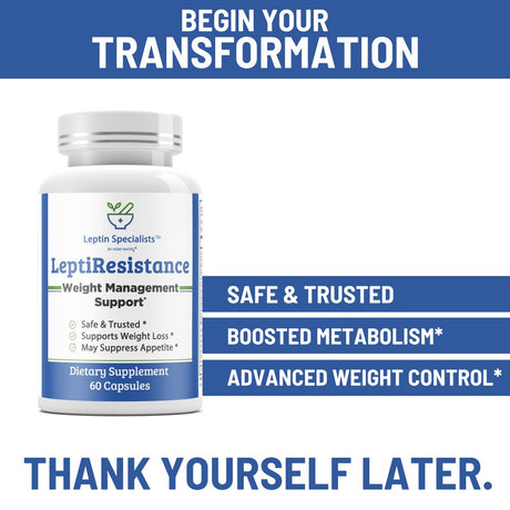 Leptin Ultra Resistance Pills Diet Supplement for Weight Loss W/ Milk Thistle, Turmeric, Berberine & Ginger for Women and Men - Promotes Healthy Liver Detox and Colon Cleanser - 60 Ct - 1 Bottle