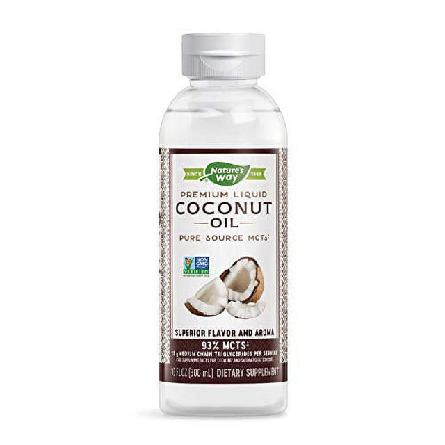 Natureâ€™S Way Premium Liquid Coconut Oil, Pure Source Mcts, Non-Gmo, 10 Fl. Oz.