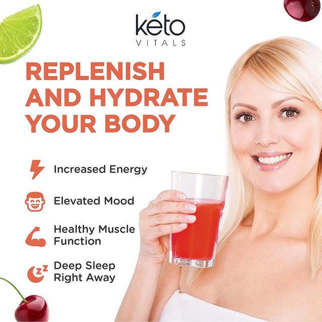 Keto Vitals Keto Electrolytes Powder for Hydration, Sleep, Energy, Muscle Function Cherry Limeade 10 Oz