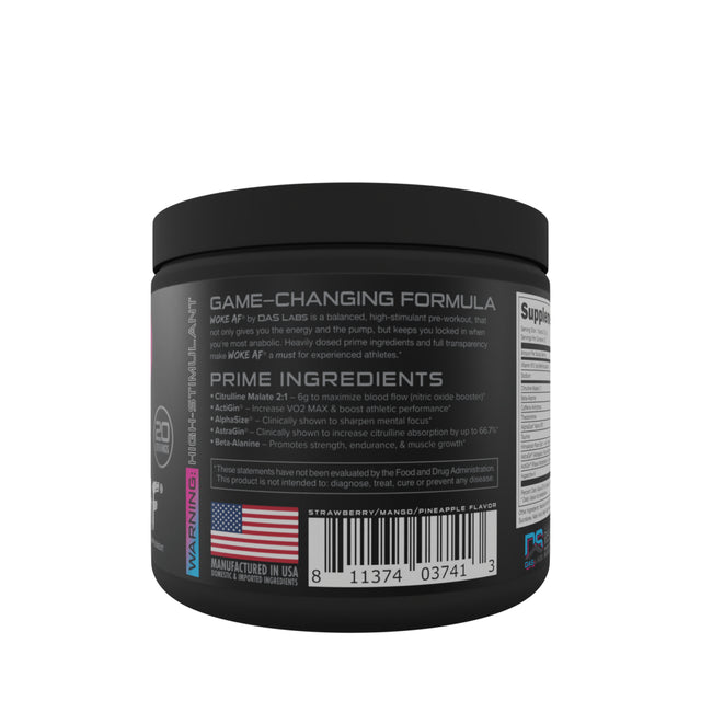 Bucked up Woke AF Pre-Workout Powder, Increased Energy, Miami, 333Mg Caffeine, 20 Servings