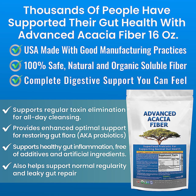 Advanced Acacia Fiber Powder 2.5 Ibs (40Oz) Soluble Fiber Leaky Gut Repair Powder. Organic Fiber Supplement Powder Prebiotic for Gut Repair