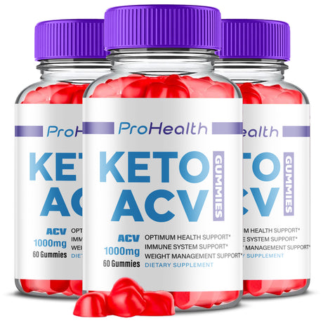 (3 Pack) Prohealth Keto ACV Gummies - Apple Cider Vinegar Supplement for Weight Loss - Energy & Focus Boosting Dietary Supplements for Weight Management & Metabolism - Fat Burn - 180 Gummies