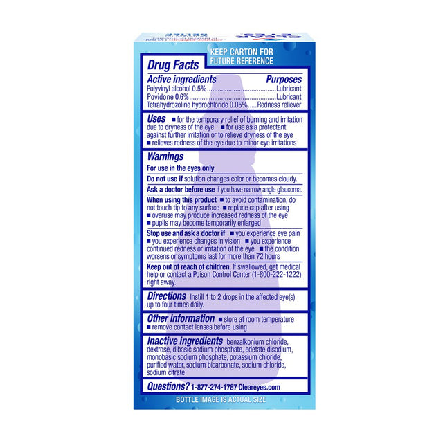 Clear Eyes Triple Relief Lubricant Eye Drops, 0.5 Fl Oz