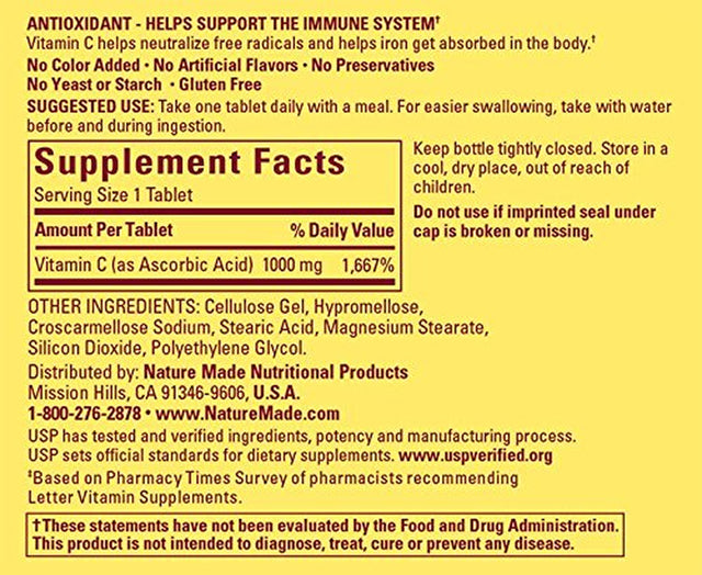 Nature Made Vitamin C 1000 Mg Tablets 100 Ea