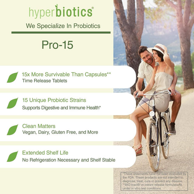 Hyperbiotics PRO-15 Probiotics - 60 Daily Time Release Pearls - 15X More Effective than Probiotic Capsules with Patented Delivery Technology - Easy to Swallow Probiotic Supplement