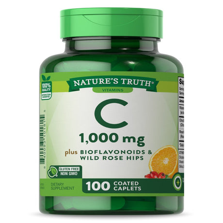 Nature'S Truth Vitamin C plus Bioflavonoids & Wild Rose Hips Tablets, 1000 Mg, 100 Count