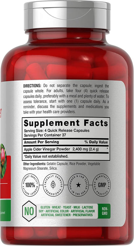 Apple Cider Vinegar Capsules | 2400Mg | 150 Count | Non-Gmo, Gluten Free Supplement | by Horbaach