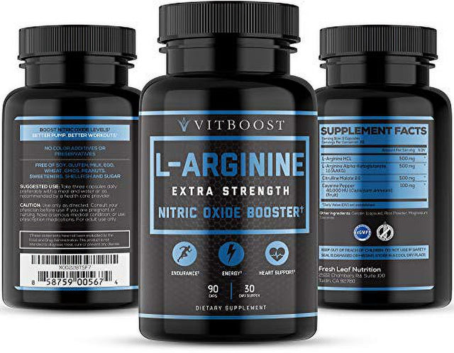 VITBOOST Extra Strength L Arginine Capsule 1500Mg - Nitric Oxide Supplements for Stamina, Muscle, Vascularity & Energy - Powerful NO Booster with L-Arginine, L-Citrulline & Essential Amino Acids