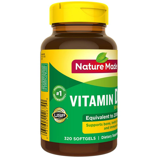 Nature Made Vitamin D3 2000 IU (50 Mcg) Softgels, 320 Ct.