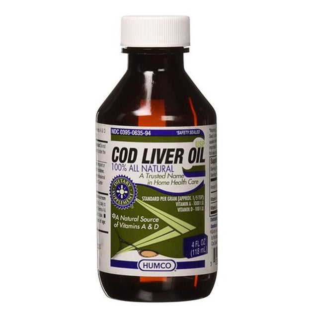 Humco 100% Natural Cod Liver Oil, Dietary Supplement, 4 Oz