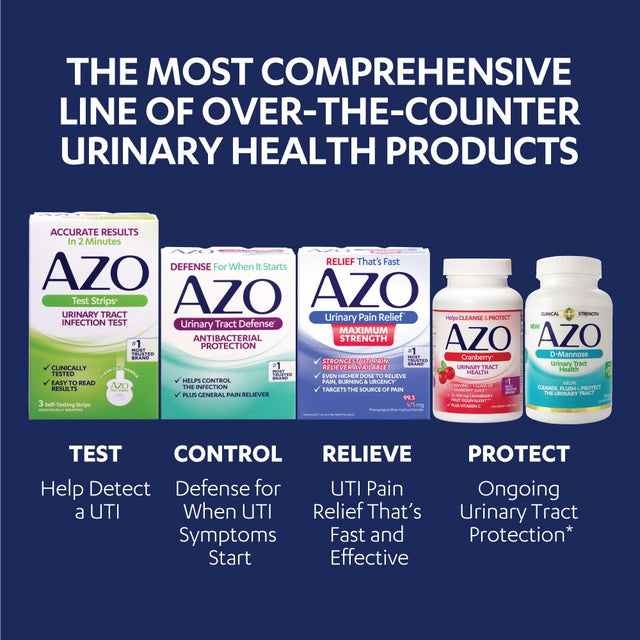 AZO D-Mannose Urinary Tract Health, Clinical Strength, #1 Pharmacist Recommended Brand, Non-Gmo, 120 Count