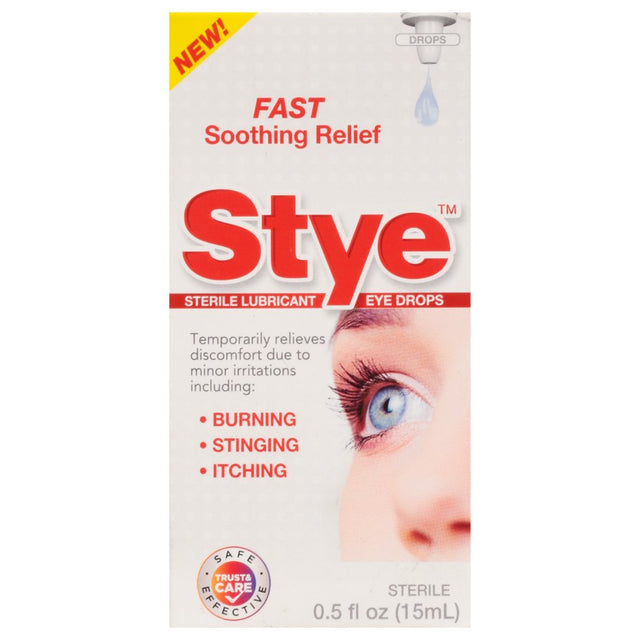 Stye Sterile Lubricant Eye Drops, Fast Soothing Relief, 0.5 Oz