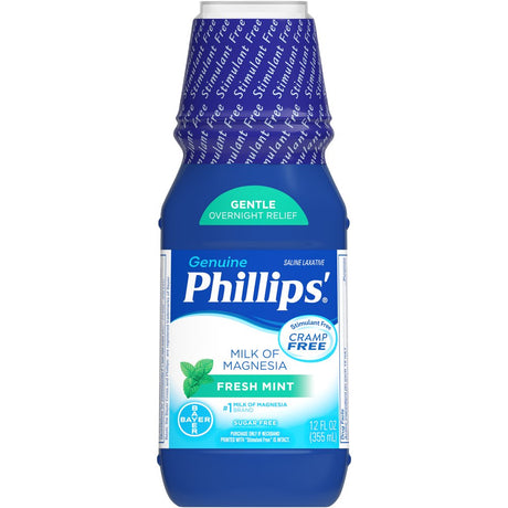 Phillips Milk of Magnesia Liquid Magnesium Laxative, Fresh Mint, 12 Oz