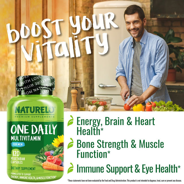 NATURELO One Daily Multivitamin for Male Supplement to Boost Energy 120 Capsule