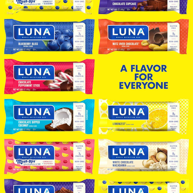 LUNA Bar - Lemonzest Flavor - Gluten-Free - Non-Gmo - 7-9G Protein - Made with Organic Oats - Low Glycemic - Whole Nutrition Snack Bars - 1.69 Oz. (12 Pack)