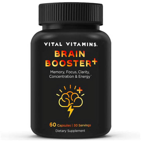 Vital Vitamins Brain Booster plus Â€“ Lion'S Mane Mushrooms - Brain Supplements for Memory & Focus Â€“ Nootropic Support Â€“ Memory & Energy Supplements for Brain Â€“ Clarity & Bra