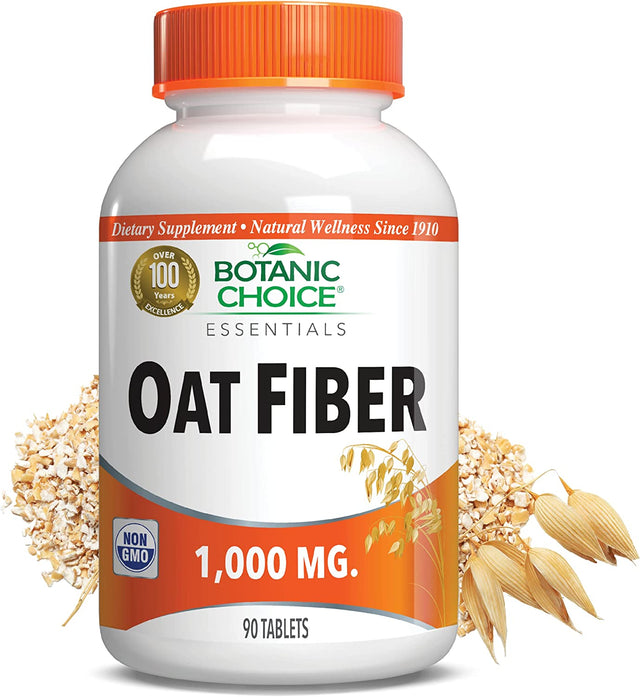 Botanic Choice Oat Fiber -Natural Oat Fiber Dietary Supplement to Support Digestive Health for Women and Men - 90 Tablets (1000 Mg Each)