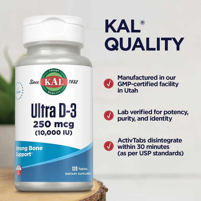 KAL Ultra D-3 10000 IU 10000Iu 120Ct