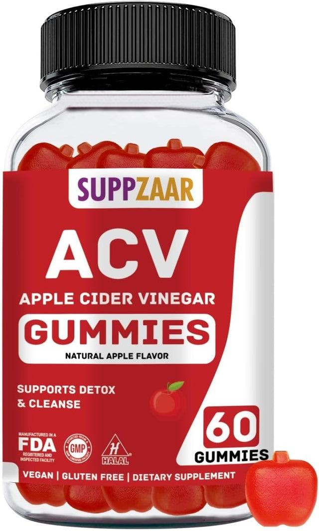 Vegan Apple Cider Vinegar Gummies with the Mother, 500Mg 60 Servings - ACV Gummies for Immune System, Digestion, Natural Detox & Cleanse - Alternative to Apple Cider Vinegar Capsules