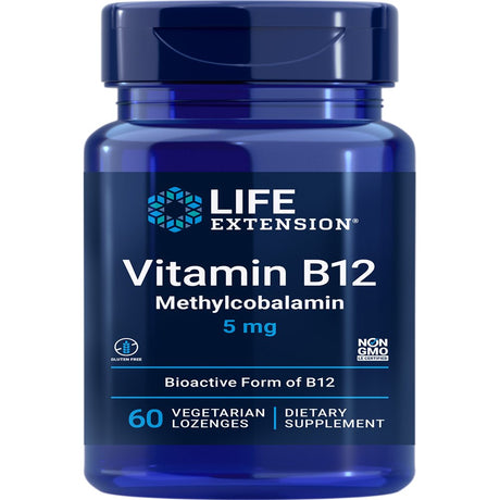 Life Extension Vitamin B12 Methylcobalamin, 5 Mg - Dissolvable Vitamin B Supplement for Nerve, Brain Health & Energy - Gluten-Free, Non-Gmo - 60 Vegetarian Lozenges