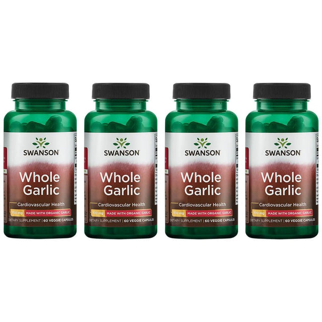 Swanson Whole Garlic - Made with Organic Garlic 700 Mg 60 Veg Caps 4 Pack