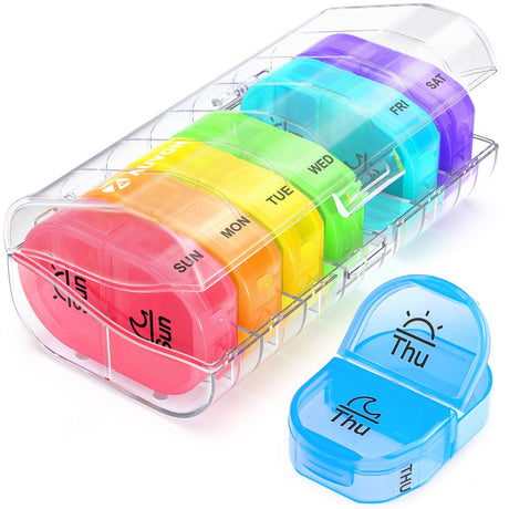 AUVON Pill Organizer AM PM , 7 Day Pill Planner, Weekly Pill Box 2 Times a Day with 7 Portable Daily Pill Case