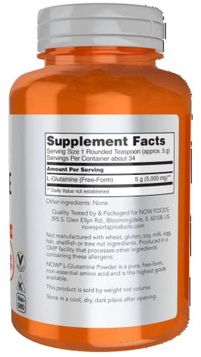 NOW Sports Nutrition, L-Glutamine Pure Powder, Nitrogen Transporter*, Amino Acid, 6-Ounce