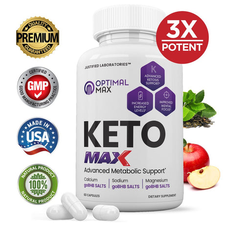 Optimal Keto Max 1200MG Pills Includes Gobhb Appetite Control 60 Capsules