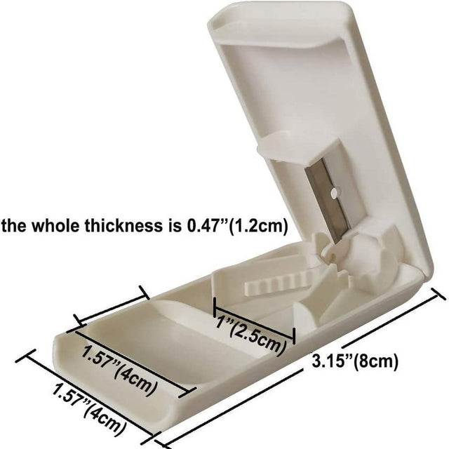 Coagu Pill Cutter and Splitter with Dispenser, Cuts Pills, Vitamins, Tablets, Stainless Steel Blade, Travel Sized