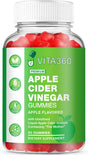 VITA360 60 Count Apple Cider Vinegar Gummies with the Mother - Vitamin B12, Beetroot Powder, Pomegranate Powder & Folic Acid - Apple Flavor ACV Gummies for Digestion, Detox, Skin Care & Immune Support