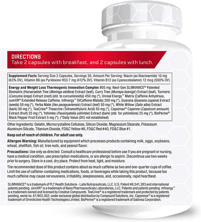 FORCE FACTOR Leanfire with Next-Gen SLIMVANCE Advanced Thermogenic Fat Burner for Weight Loss with B Vitamins and Capsimax to Boost Metabolism, Increase Energy, and Enhance Focus, 60 Capsules