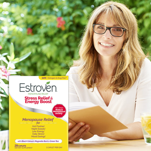 Estroven Stress Relief and Energy Boost for Menopause Relief Caplets, 28 Count