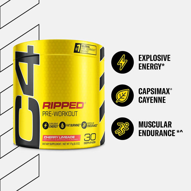 Cellucor C4 Ripped Preworkout Powder + Cherry Limeade + Fat Burning + 30 Servings