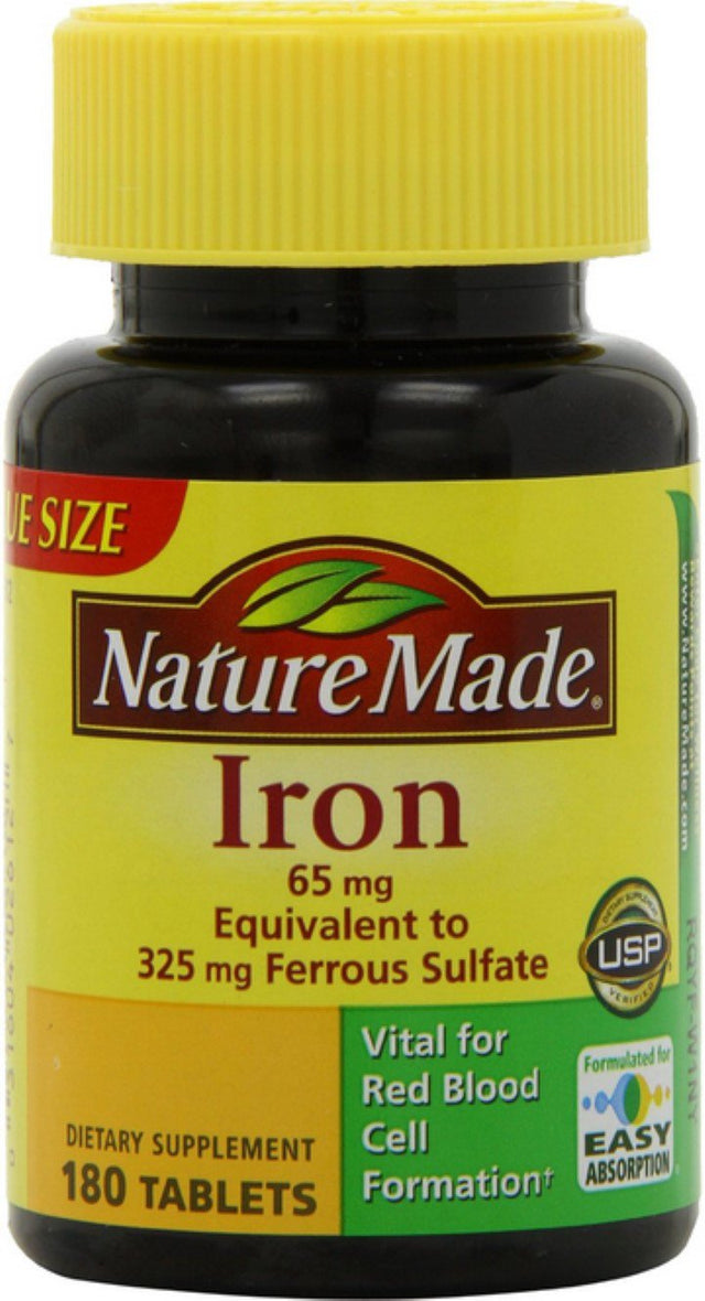 Nature Made Iron 65 Mg (From Ferrous Sulfate) Tablets, 180 Count