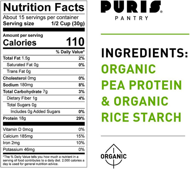 Organic Pea Protein Crisps, 1LB, Certified Organic Pea Protein Isolate, Keto Protein Crunch, Made 100% in the USA, Non-Gmo, Gluten Free, No Sugar, No Soy, 18G Protein, 7G Carbs, Unflavored