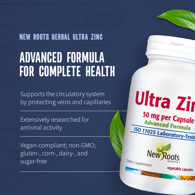 New Roots Herbal Ultra Zinc 30 Mg (90 Veg Caps) – Key in Nutrient Absorption & Metabolism, Tissue Production, Energy Production|Supports Immunity|Supports Skin Health, Eye Health & Prostate Health