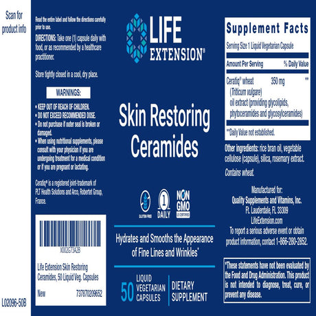 Life Extension Skin Restoring Ceramides, 50 Vegetarian Capsules