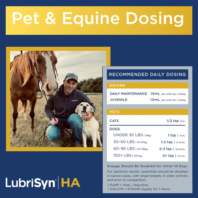 Lubrisynha Hyaluronic Acid Pet & Equine Joint Formula 128Oz - All-Natural, High-Molecular Weight Liquid Hyaluronan - Joint Support for Horses, Dogs, Cats - Promotes Healthy Joint Function, Made in USA